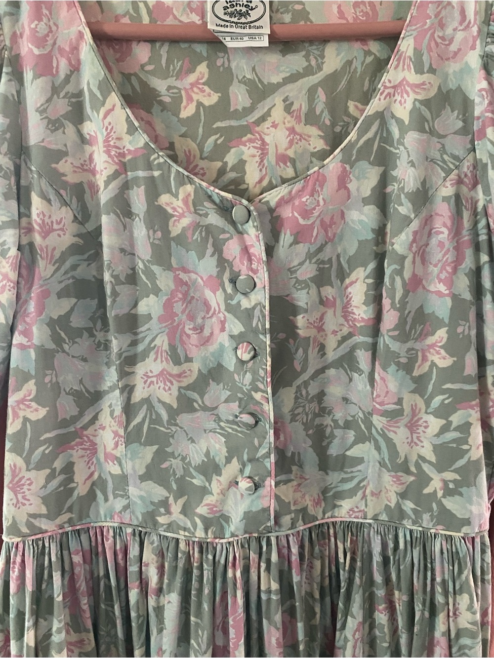 Laura Ashley Pastel Floral Blouse in Pink & Green - Picture 4 of 10
